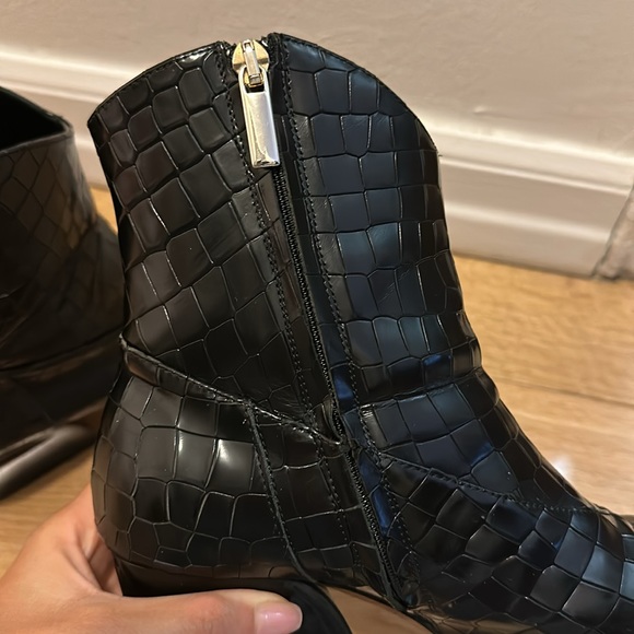 Tibi Black Croc Embossed Booties - Picture 10 of 10